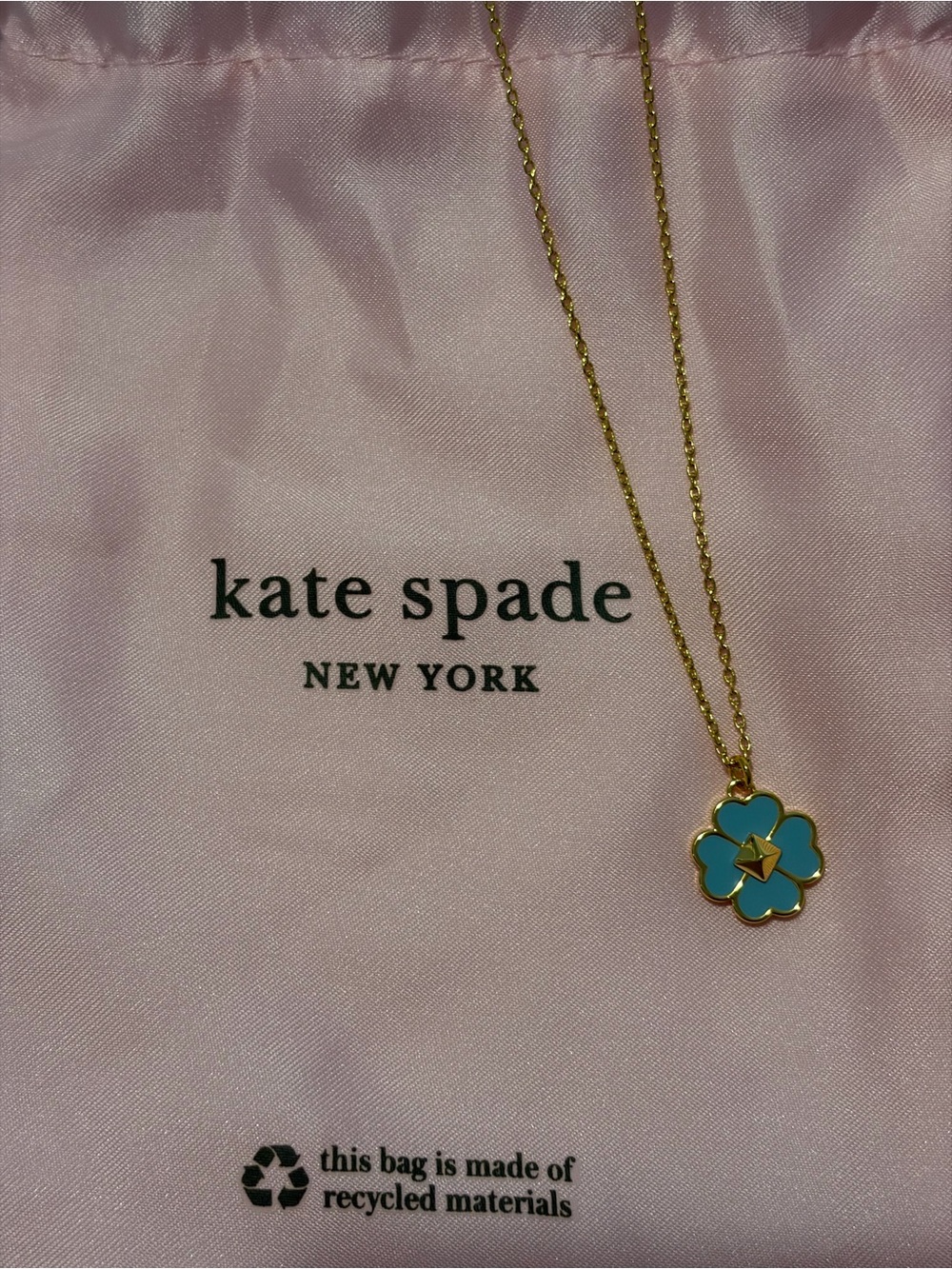 Kate Spade Gold and Turquoise Clover Pendant Necklace